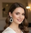 Teardrop Halo Crystal Earrings